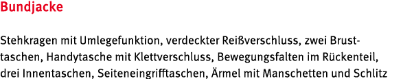 Bundjacke Stehkragen mit Umlegefunktion, verdeckter Rei verschluss, zwei Brust taschen, Handytasche mit Klettverschlu...