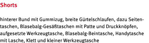 Shorts hinterer Bund mit Gummizug, breite G rtelschlaufen, dazu Seiten taschen, Blasebalg Ges taschen mit Patte und ...