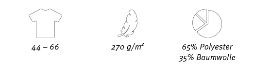 ￼,￼,￼,44 – 66,270 g/m2,65% Polyester 35% Baumwolle