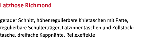 Latzhose Richmond gerader Schnitt, h henregulierbare Knietaschen mit Patte, regulierbare Schultertr ger, Latzinnentas   