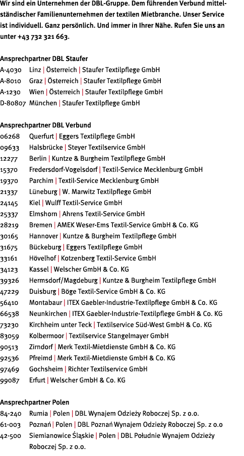 Wir sind ein Unternehmen der DBL-Gruppe  Dem f hrenden Verbund mittel- st ndischer Familienunternehmen der textilen M   